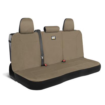 CAT Beige Rücksitz Abdeckung für LKW, Autos & SUVs – Heavy-Duty Oxford Canvas – 60/40 Split Bench Protector – Langlebige Rücksitz Abdeckung für Arbeits-Trucks, Haustiere, Reisen – Car & Truck Interior Accessory