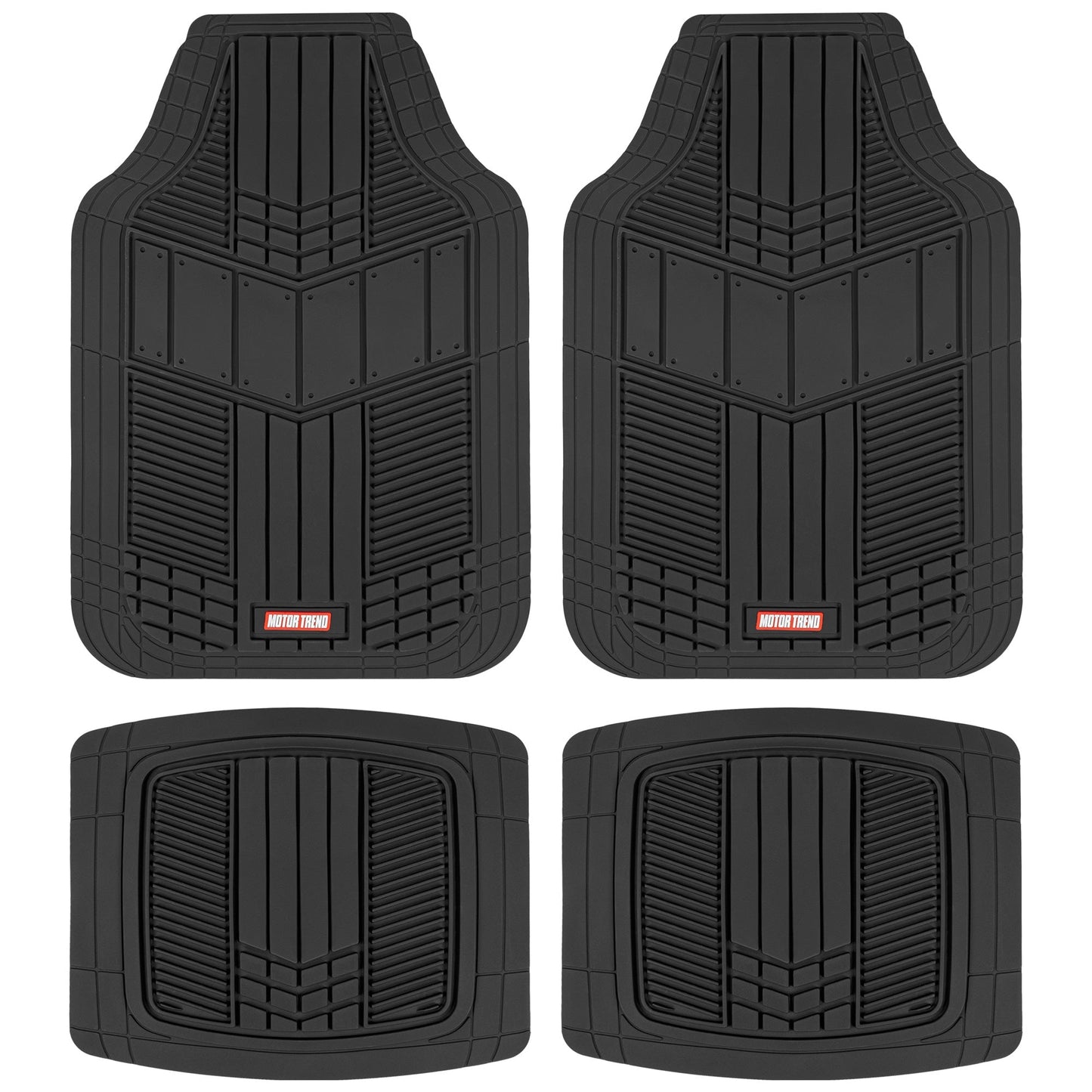 MotorTrend 4-Piece DualFlex Deep Drainage Kanäle Vorderbodenmatten und Hinterbodenmatten - Heavy Duty, All Weather, Trimmen Sie, um zu passen