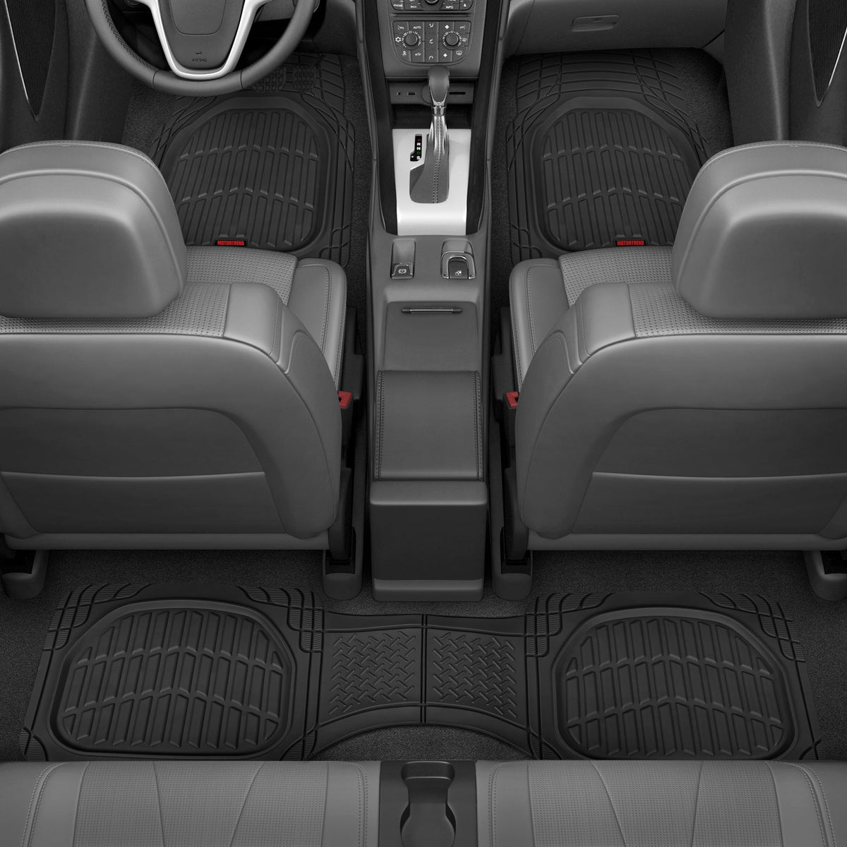 MotorTrend 4-Stück FlexTough Deep Dish Vorderbodenmatten, Hinterbodenmatte und Trunk / Cargo Mat - Heavy Duty, All Weather, Trim to Fit