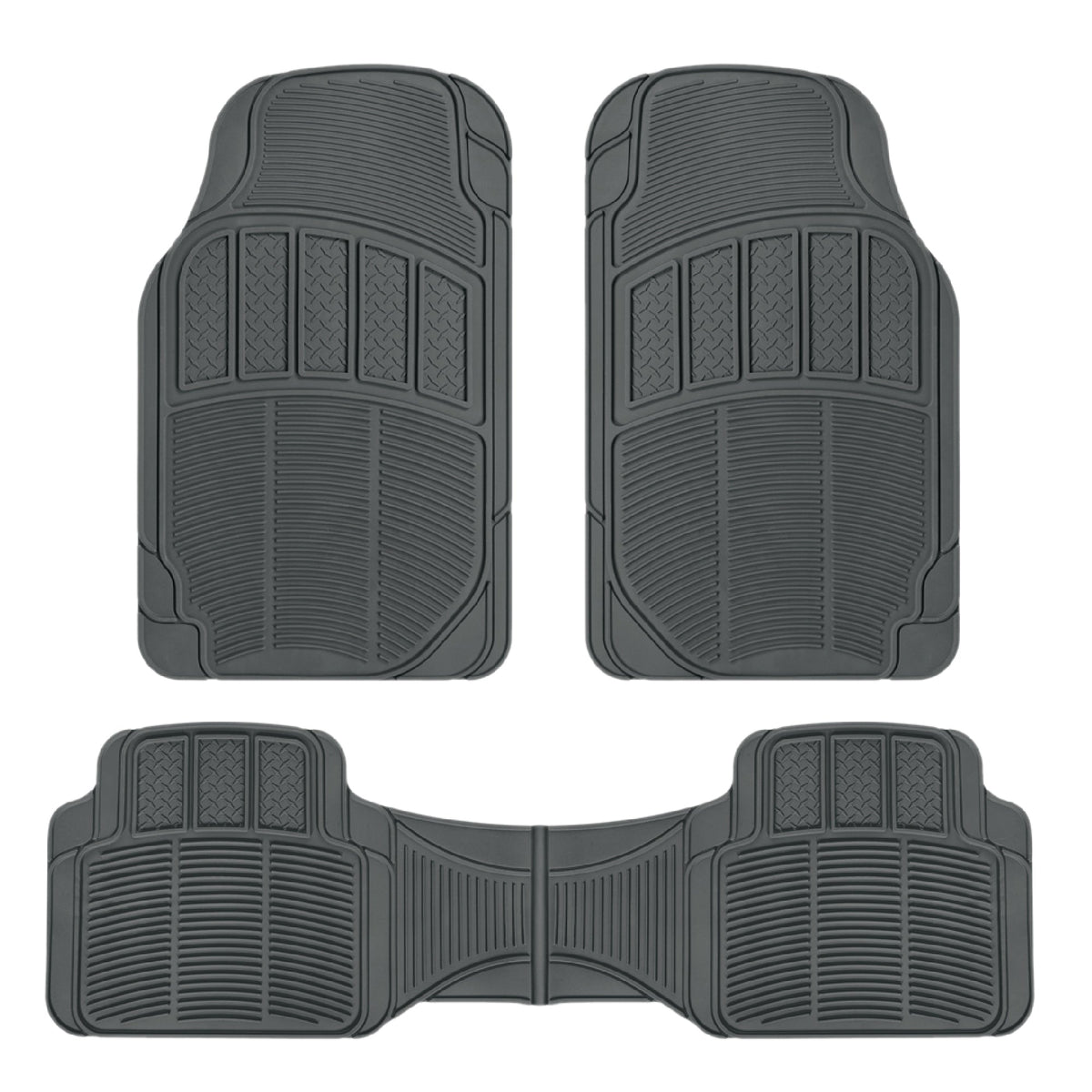 BDK 3-Piece Square Heel Pads Vorderbodenmatten und Hinterbodenmatten - Heavy Duty, All Weather, Trimmen Sie, um zu passen