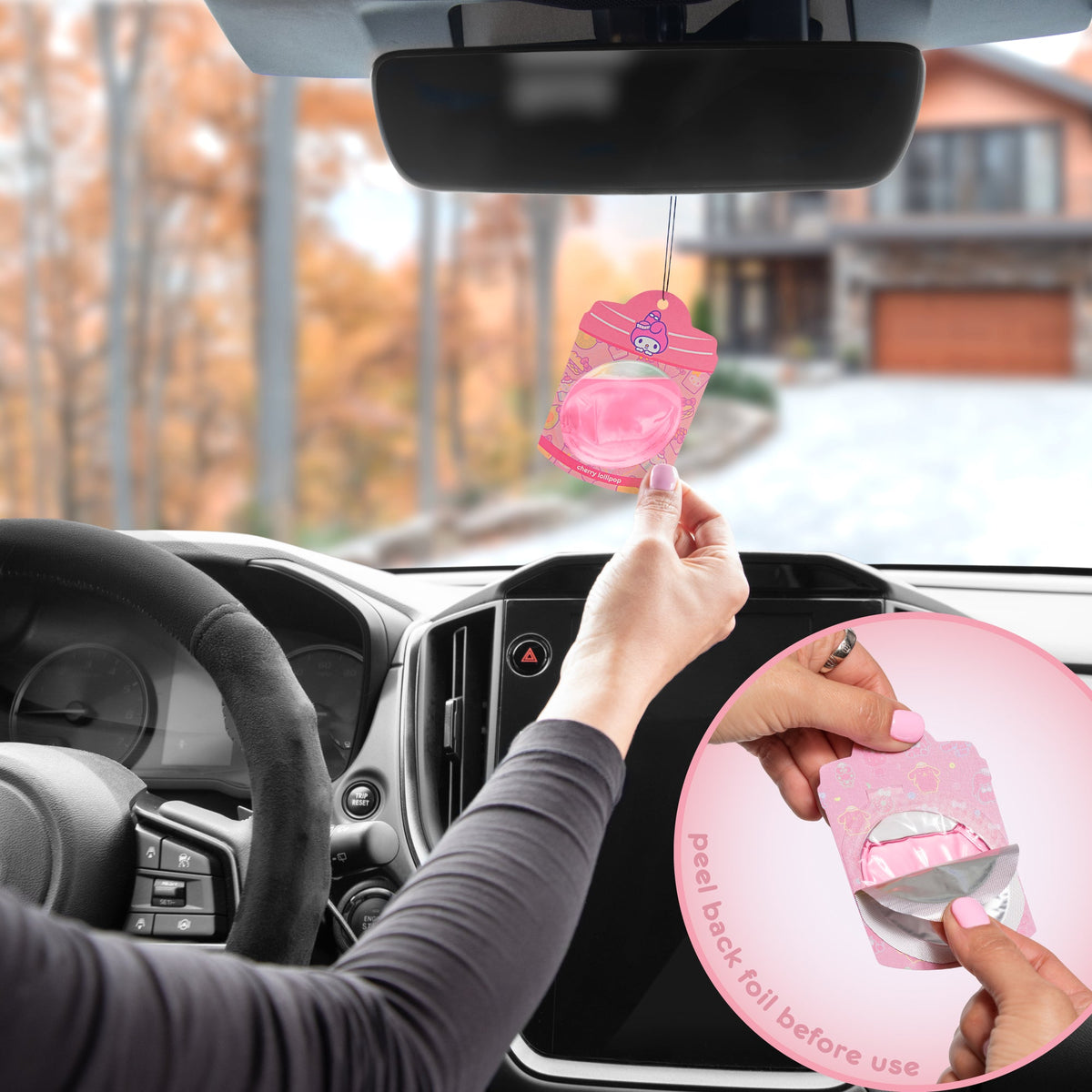 Hello Kitty und Freunde Car Air Freshener (My Melody - Cherry Lollipop) Hanging Gel Area Deodorizer, lang anhaltende Autodüfte Air Freshener, niedliches Automotive Sanrio Zubehör Dekor, 2-Pack