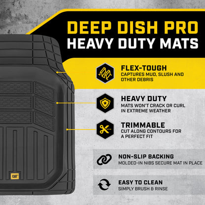 CAT 3-Piece Deep Dish Vorderbodenmatten und Hinterbodenmatten - Heavy Duty, All Weather, Trimm to Fit