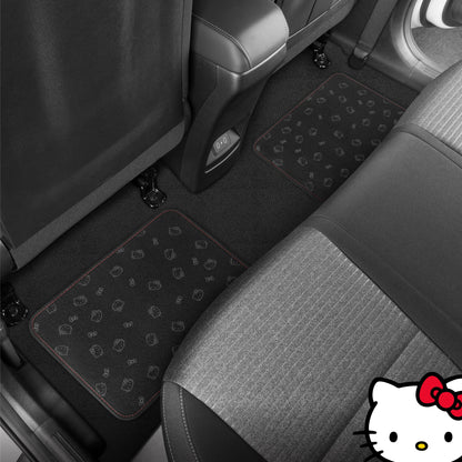 Hello Kitty Car Fußbodenmatten - Universal Fit für Autos, SUVs & Trucks - Schwarz mit rotem Bogen & Hello Kitty Print - Front & Rear Set, 4 Stück Auto Zubehör