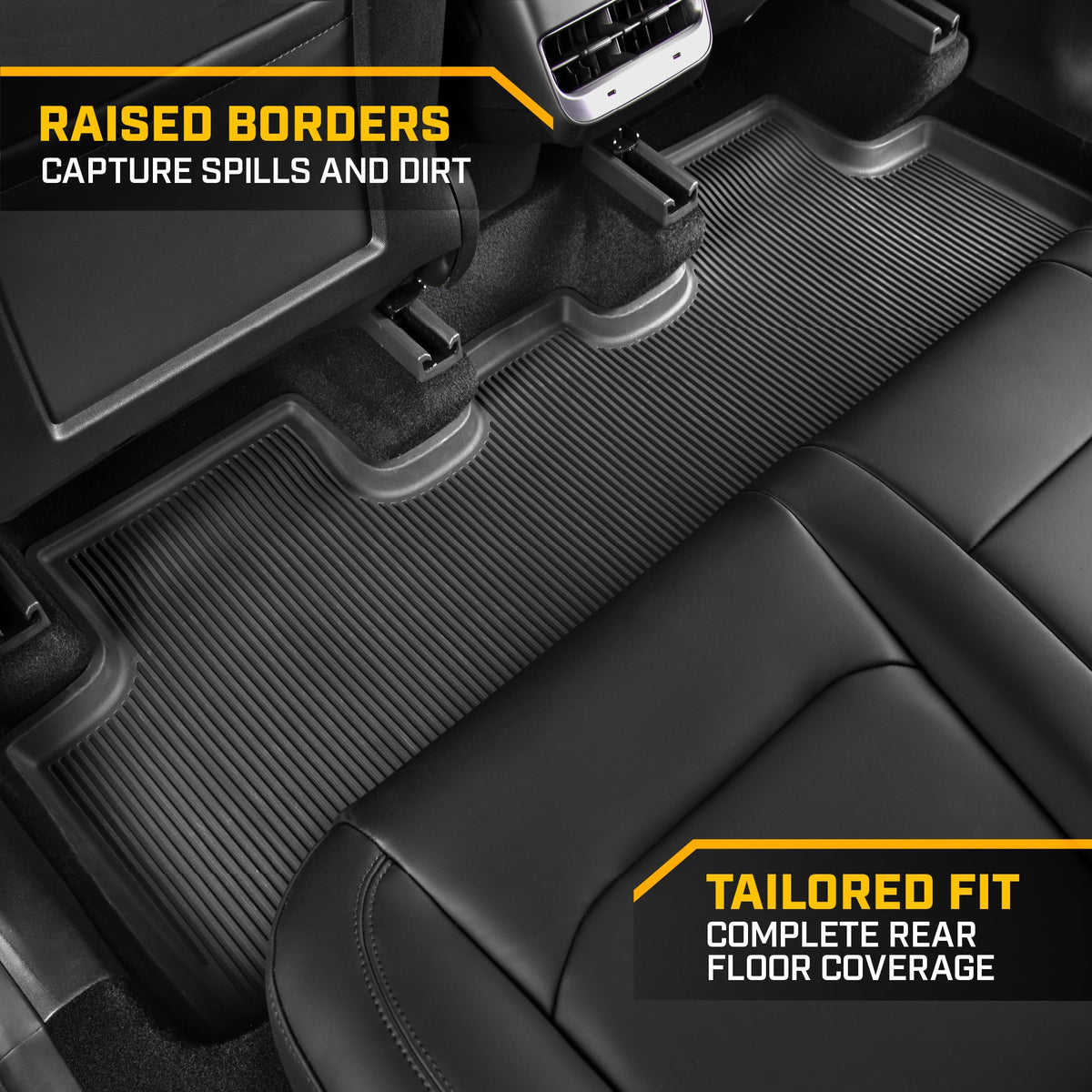 Cat® JustFitTM 3D-Bodenmatten für Tesla Model Y 2024 2023 2022 2021 2020 - Custom Fit Tesla Model Y Bodenmatten mit erweitertem Abdeckungsdesign, Premium Floor Liner Tesla Model Y Zubehör