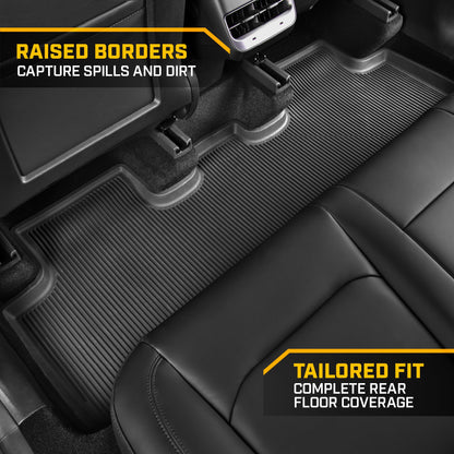 Cat® JustFitTM 3D-Bodenmatten für Tesla Model Y 2024 2023 2022 2021 2020 - Custom Fit Tesla Model Y Bodenmatten mit erweitertem Abdeckungsdesign, Premium Floor Liner Tesla Model Y Zubehör
