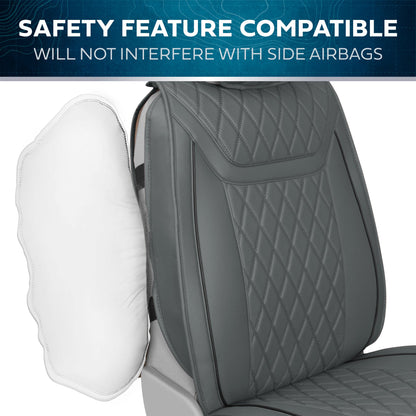 MotorBox 11-Piece Ranch Edition Premium Faux Leather Diamond Stitched Cushion Vordersitz- und Rücksitzabdeckungen