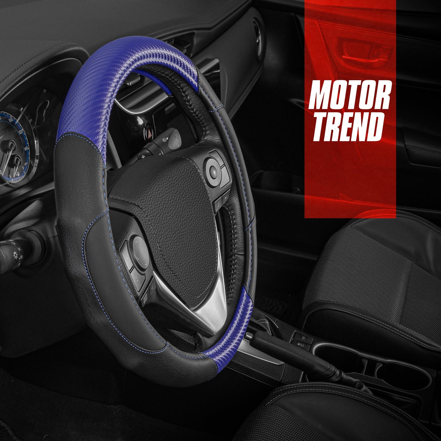 MotorTrend GripDrive Carbonfaser weben Ergonomic Grip Lenkrad Abdeckung (Fits 14.5' - 15.5')