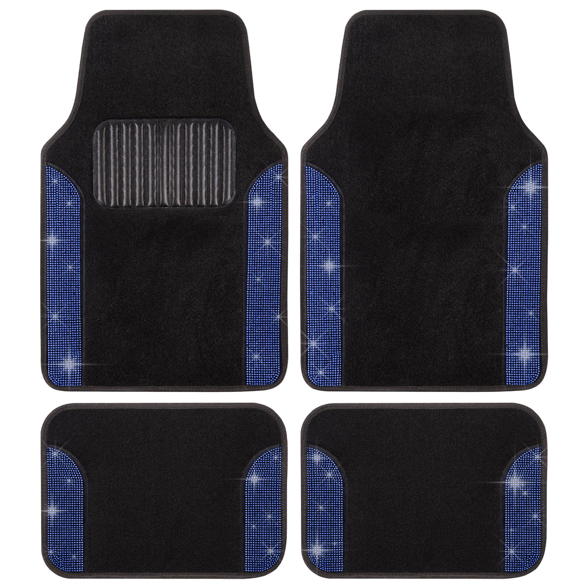 Carbella 4-Piece Diamond Bling Vorderbodenmatten und Hinterbodenmatten - Blau