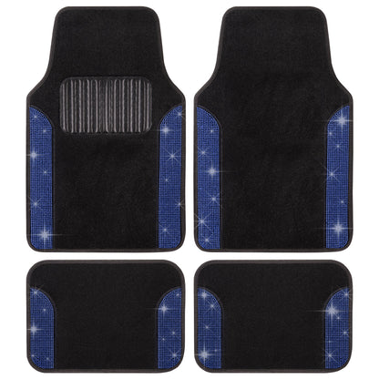 Carbella 4-Piece Diamond Bling Vorderbodenmatten und Hinterbodenmatten - Blau