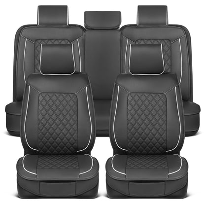 MotorBox 11-Piece Prestige Edition Premium Faux Leather Diamond Stitched Cushion Vordersitz- und Rücksitzabdeckungen
