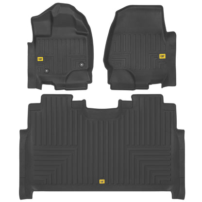 CAT 3-Piece Contour Custom Fit Front Floor Liners und Rear Trunk / Cargo Liner für Ford F-150 SuperCrew Cab (2015 - 2022)
