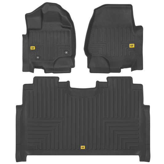 CAT 3-Piece Contour Custom Fit Front Floor Liners und Rear Trunk / Cargo Liner für Ford F-150 SuperCrew Cab (2015 - 2022)