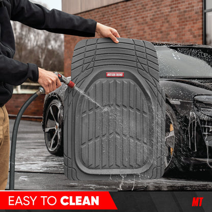 MotorTrend 4-Stück FlexTough Deep Dish Vorderbodenmatten, Hinterbodenmatte und Trunk / Cargo Mat - Heavy Duty, All Weather, Trim to Fit