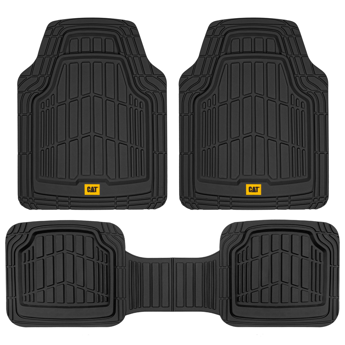 CAT 3-Stück ToughRide Gummi Vorderbodenmatten und hintere Bodenmatten - Heavy Duty, All Weather, Trimmen Sie, um zu passen