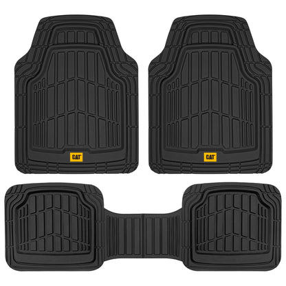 CAT 3-Stück ToughRide Gummi Vorderbodenmatten und hintere Bodenmatten - Heavy Duty, All Weather, Trimmen Sie, um zu passen