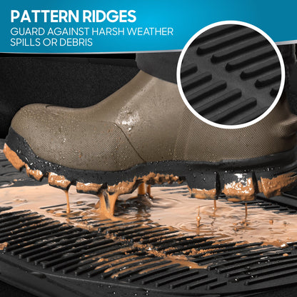 BDK 3-Piece Square Heel Pads Vorderbodenmatten und Hinterbodenmatten - Heavy Duty, All Weather, Trimmen Sie, um zu passen