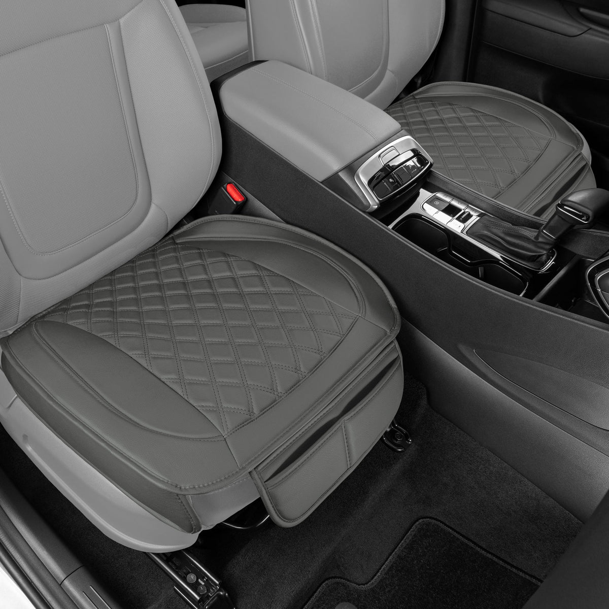 MotorTrend 2-Pack gepolsterte Faux Leather Diamond Nähte Sitzbezüge mit Front Storage Taschen