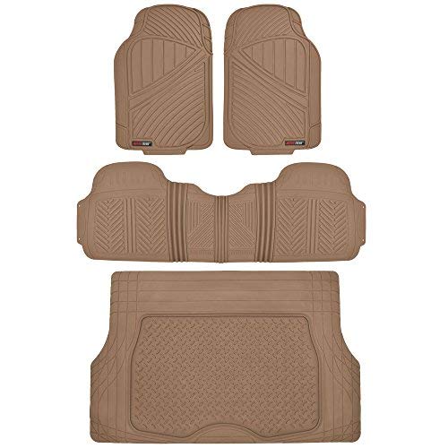 MotorTrend 4-Piece FlexTough Performance Deep Channel Front Floor Mat, Rear Floor Mat und Trunk / Cargo Mat - Heavy Duty, All Weather, Trim to Fit