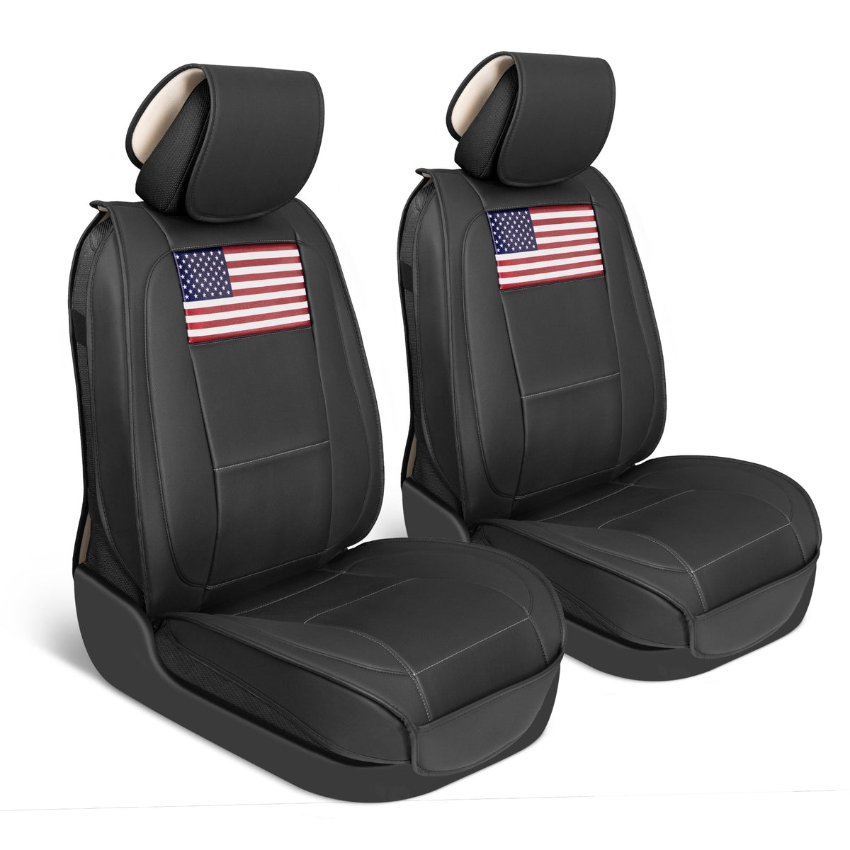 MotorBox American Flag Seat Abdeckungen für LKW, Autos und SUV - Napa Leder US Car Seat Abdeckungen American Flag Truck Zubehör - Car Seat Abdeckung Patriotic American Flag Car Zubehör Autositz Protektor