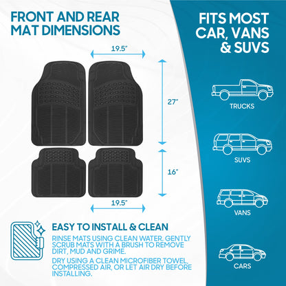 BDK 4-Piece Cushioned Grip Pad Vorderbodenmatten und hintere Bodenmatten - Heavy Duty, All Weather, Trimmen Sie, um zu passen