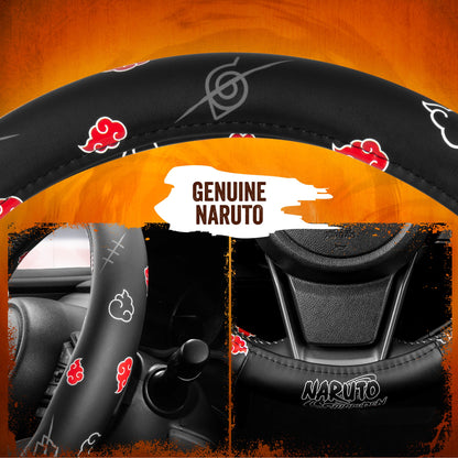 Naruto Shippuden Car Lenkrad Abdeckung, 15 Zoll Anime Lenkrad Abdeckung, gepolsterte Soft Comfortable Cover Anime Car Zubehör für Männer Frauen, Akatsuki