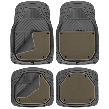 CAT 4-Stück abnehmbare Teppichtiefschalen Vorderbodenmatten und hintere Bodenmatten - Heavy Duty, All Weather, Trimmen, um zu passen