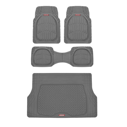 MotorTrend 4-Stück FlexTough Deep Dish Vorderbodenmatten, Hinterbodenmatte und Trunk / Cargo Mat - Heavy Duty, All Weather, Trim to Fit