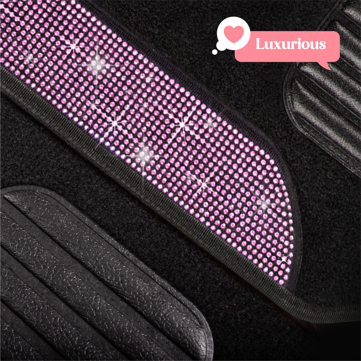 Carbella 4-Piece Diamond Bling Vorderbodenmatten und Hinterbodenmatten - Light Pink