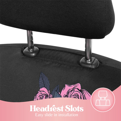 Pink Butterfly & Flowers Autositz Abdeckungen, niedliches Auto Zubehör für Damen Vordersitz Abdeckungen für Auto passt die meisten Autos Trucks Vans SUV bestickt Design
