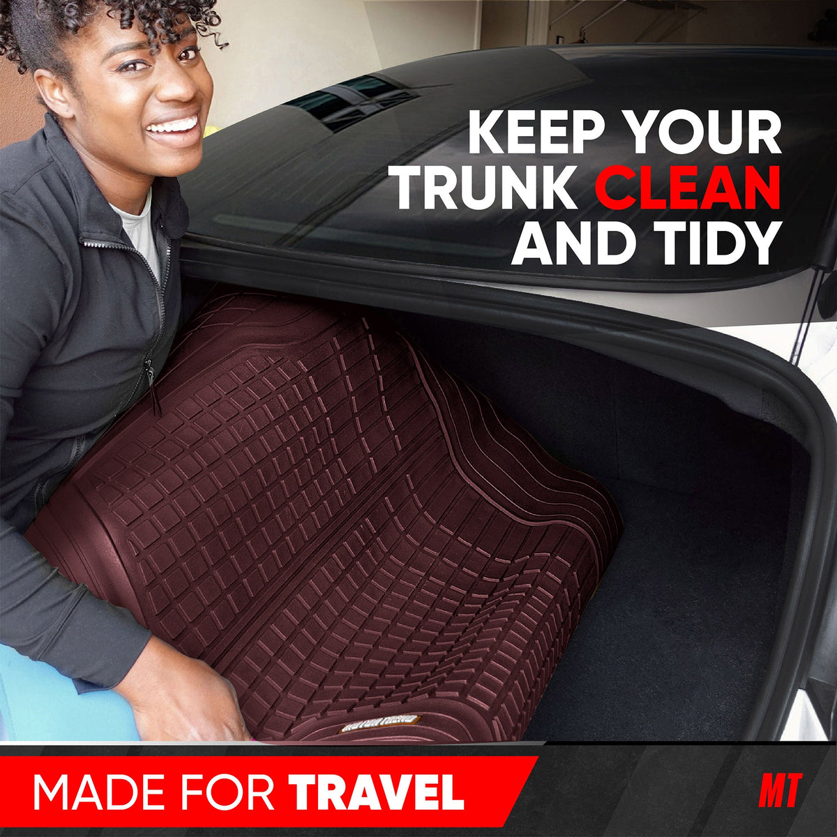 Motor Trend FlexTough Rear Cargo Mat - Heavy-Duty Trimmable Car Trunk Mat für die Rückseite des SUV, Universal Rear Cargo Liner für SUV, Flexible Trunk Liner, Automotive Floor Mats & Cargo Liners (Burgundy)