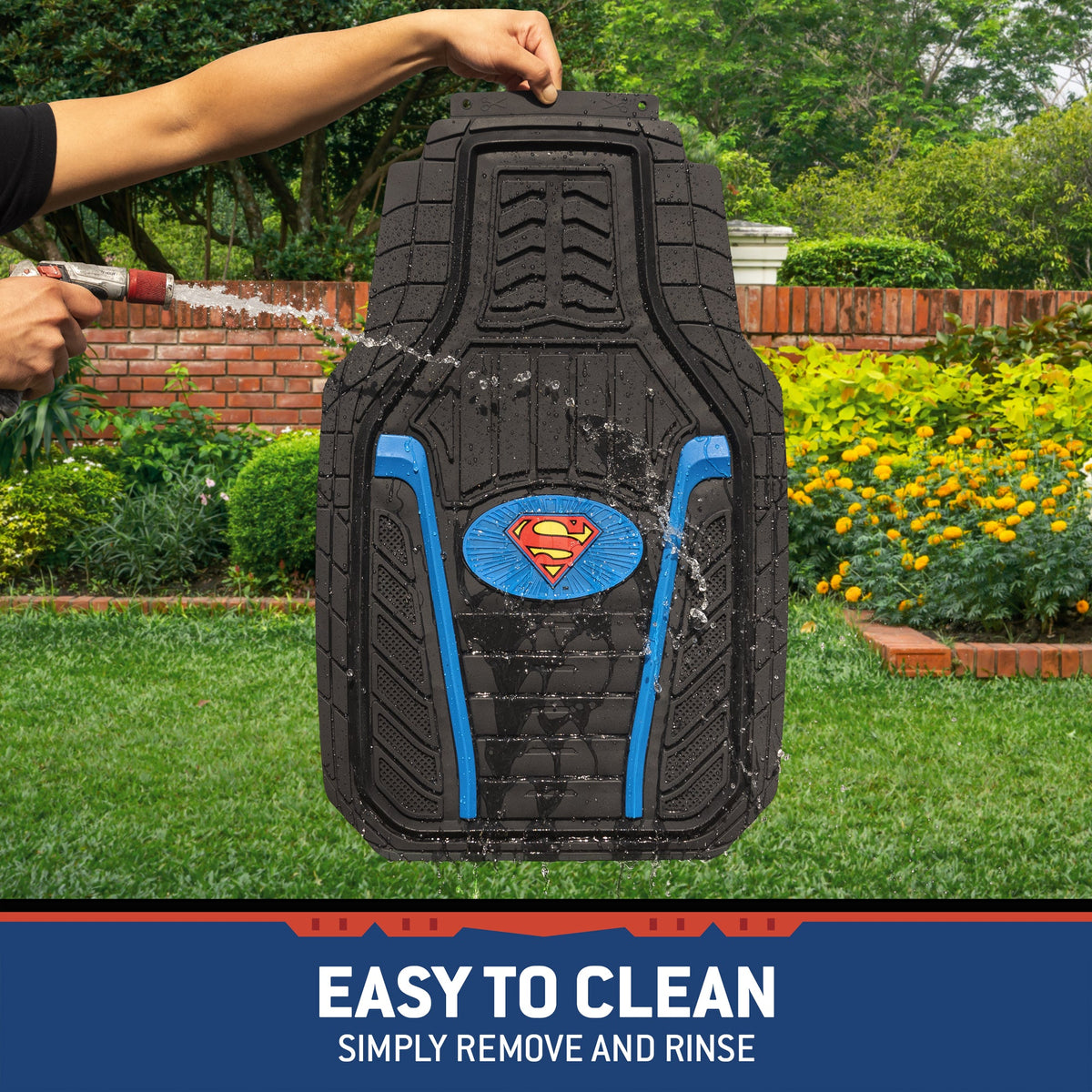 BDK Armored Super Hero Car Floor Matts - Offiziell lizenzierte DC Comics - All Weather Heavy Duty Auto Interieur Liners für Auto Truck Van SUV (Mehrere Stile)