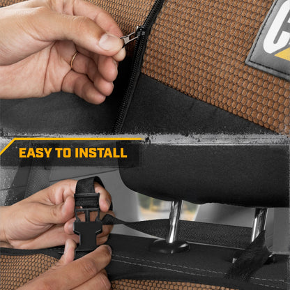 Cat Flexfit Beige & Black Rear Seat Cover für Auto - Langlebiger Canvas & Mesh Design 60/40 Split Bench Protector für Autos, LKW & SUVs - Rücksitz Abdeckung für Hinterbank - Interieur Car Zubehör