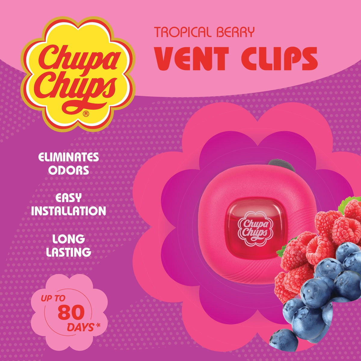Chupa Chups Auto Lufterfrischer, Vanille Creme - Langlebige Autoerfrischer mit lustigen Düften, bunte und lebendige Lufterfrischer für Auto, einzigartige Autoerfrischer Parfüm Deodorizer Refresher Fragrance