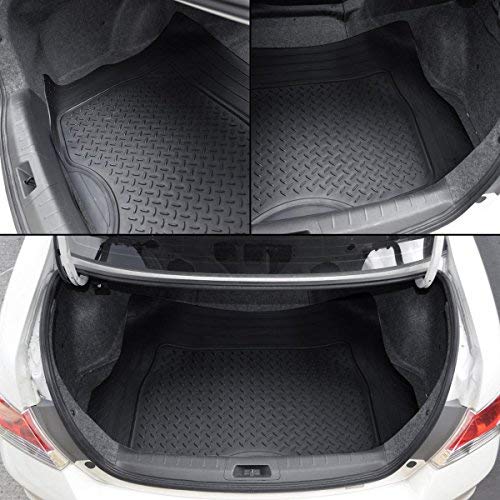 MotorTrend 4-Piece FlexTough Performance Deep Channel Front Floor Mat, Rear Floor Mat und Trunk / Cargo Mat - Heavy Duty, All Weather, Trim to Fit