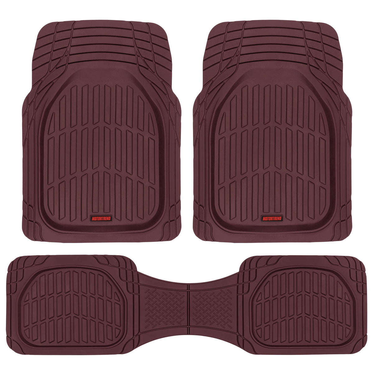MotorTrend 3-Piece FlexTough Deep Dish Vorderbodenmatten und Hinterbodenmatte - Heavy Duty, All Weather, Trimmen Sie, um zu passen