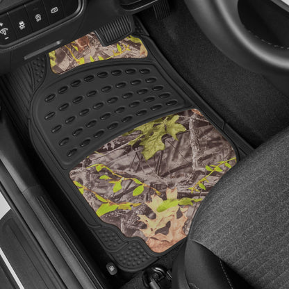 BDK 4-Piece Forest Floor Camo Front Floor Matts und Rear Floor Matts - Heavy Duty, All Weather, Trimmable