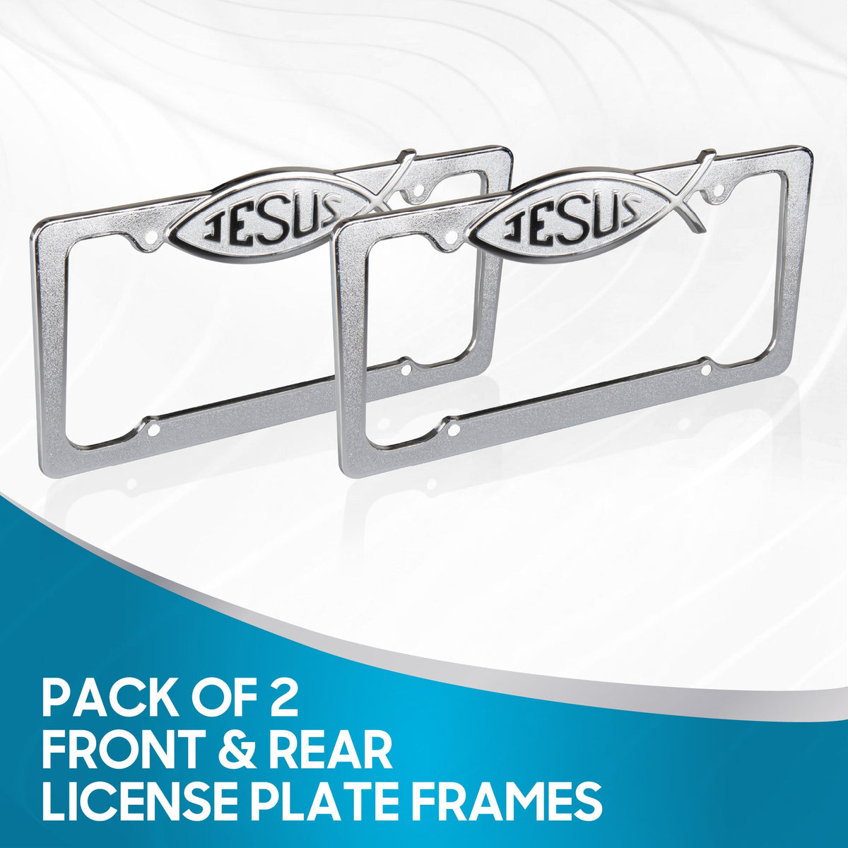 Rostbeständiges verchromtes Die-Cast-Edelmetall-Lizenzplattenrahmen / -halter Universalgröße - Blank Metal Design (Paket von 2)
