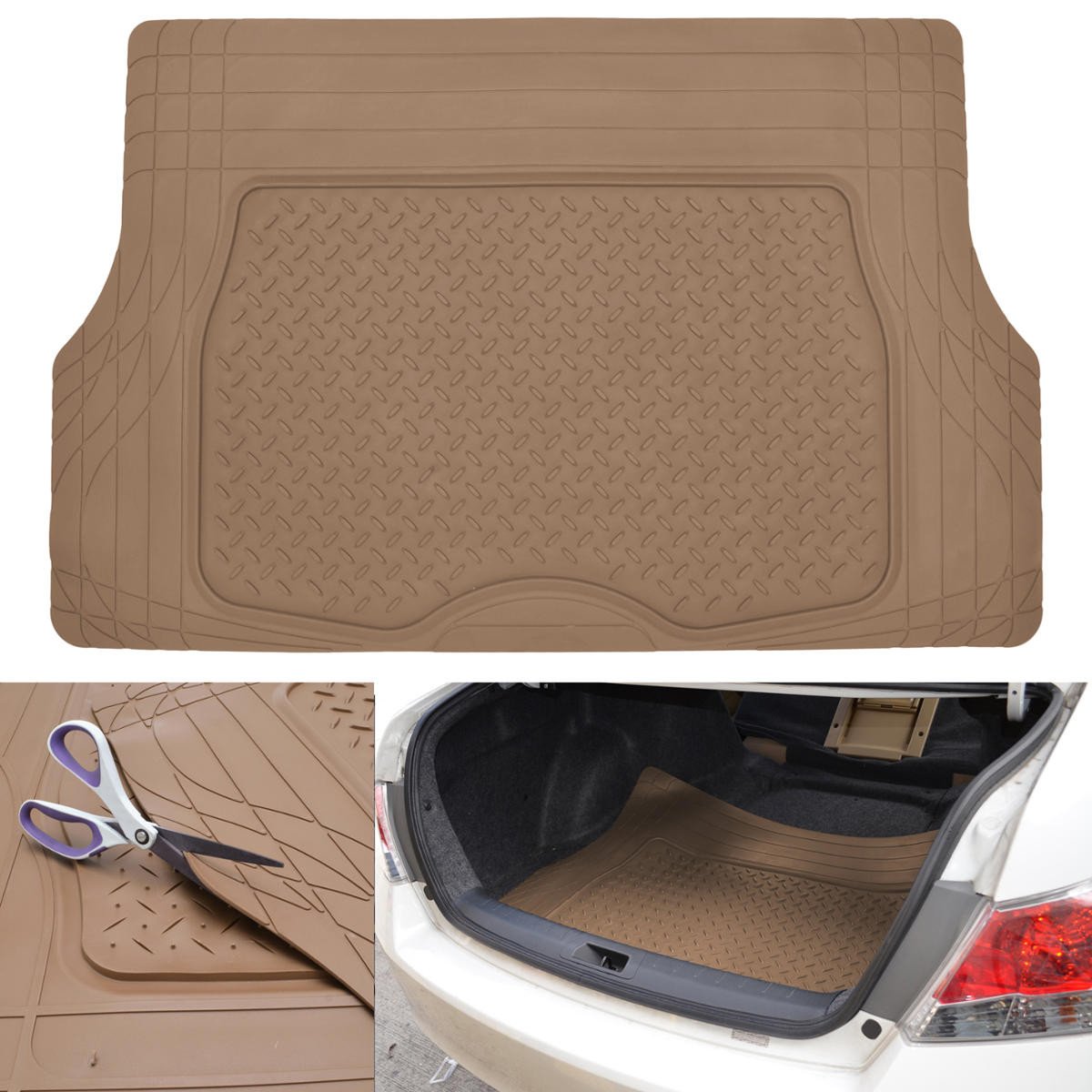 MotorTrend Utility Trunk / Cargo Liner Mat - Heavy Duty, All Weather, Trim to Fit