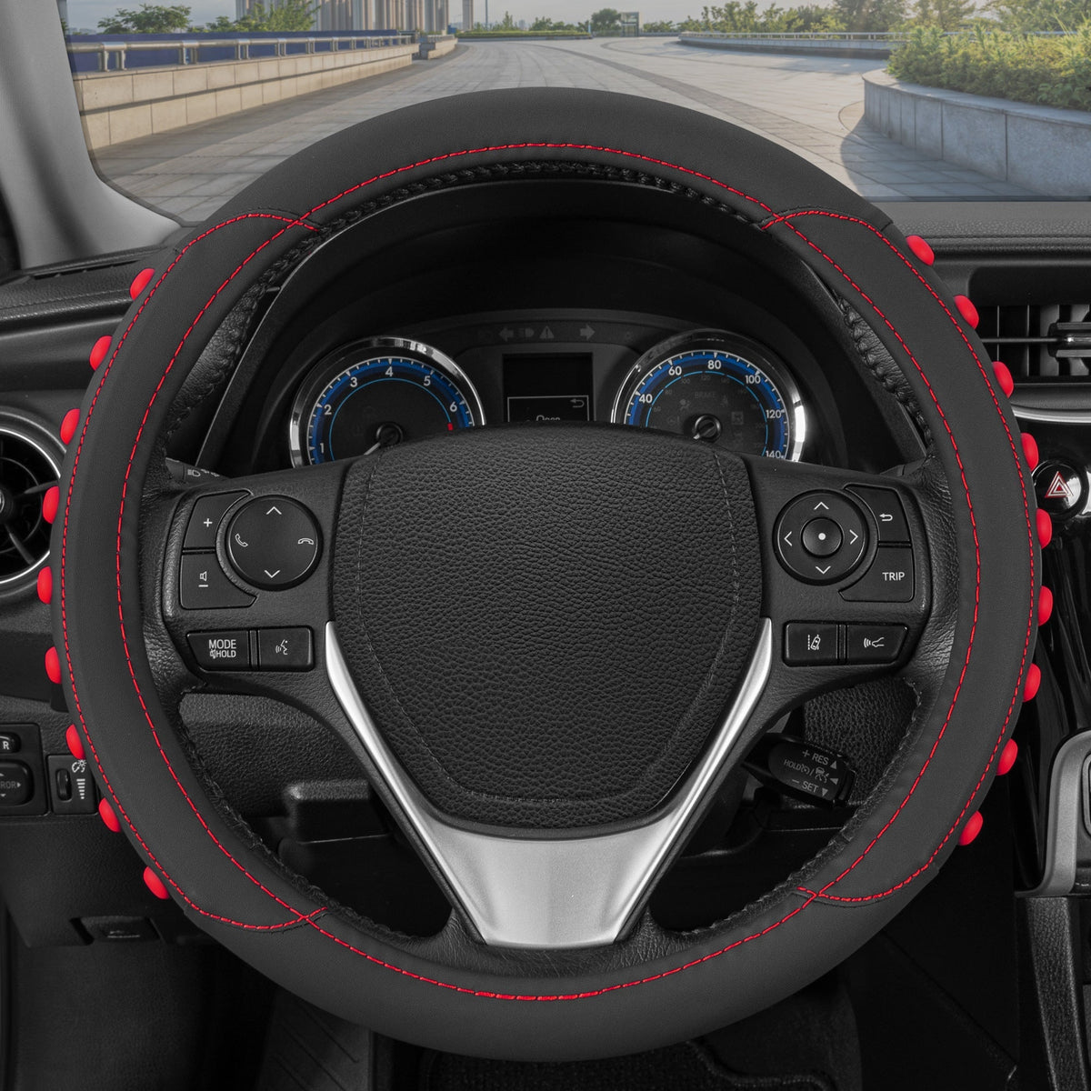 MotorTrend FlexGrip Lenkradabdeckung mit erhöhten Bump Grips (Fits 14.5' - 15.5')