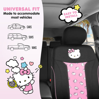 Hello Kitty Car Seat Cover - Niedliche und langlebige Pink Vordersitzbezug, Adorable Hello Kitty Design, Komfortable und lang anhaltende Polyester, Autozubehör Geschenk Hello Kitty Zubehör 1pc Schwarz / Pink