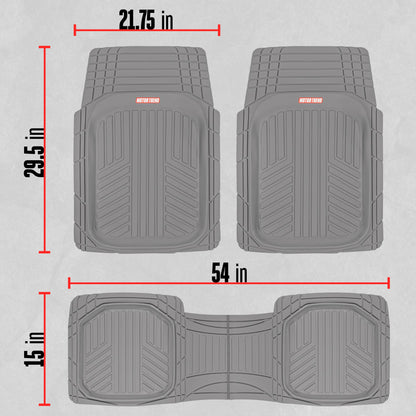 MotorTrend 3-Stück FlexTough Plus Deep Dish Line Rillen Vorderbodenmatten und Hinterbodenmatte - Heavy Duty, All Weather, Trimmen Sie, um zu passen
