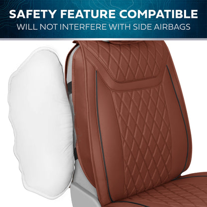 MotorBox 11-Piece Ranch Edition Premium Faux Leather Diamond Stitched Cushion Vordersitz- und Rücksitzabdeckungen