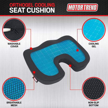 Motor Trend Kühlung Auto Lumbal Support Cushion - Hergestellt mit Memory Foam für maximale Coccyx Komfort & Rücken Tailbone Schmerzlinderung, ideal für Auto- und Bürostühle (MTCG-100)