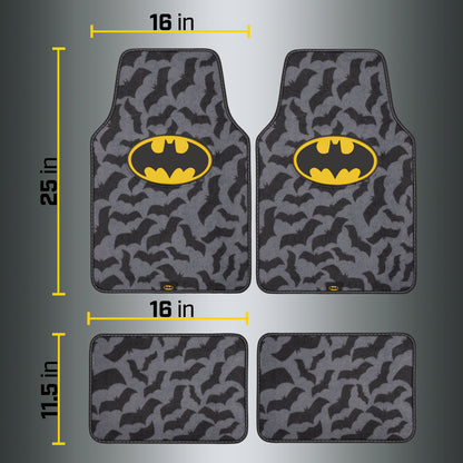 Warner Bros DC Comics 4-Stück Batman Logo mit Bat Background Front Floor Mats