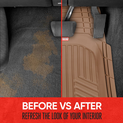 MotorTrend 3-Stück FlexTough Plus Deep Dish Line Rillen Vorderbodenmatten und Hinterbodenmatte - Heavy Duty, All Weather, Trimmen Sie, um zu passen