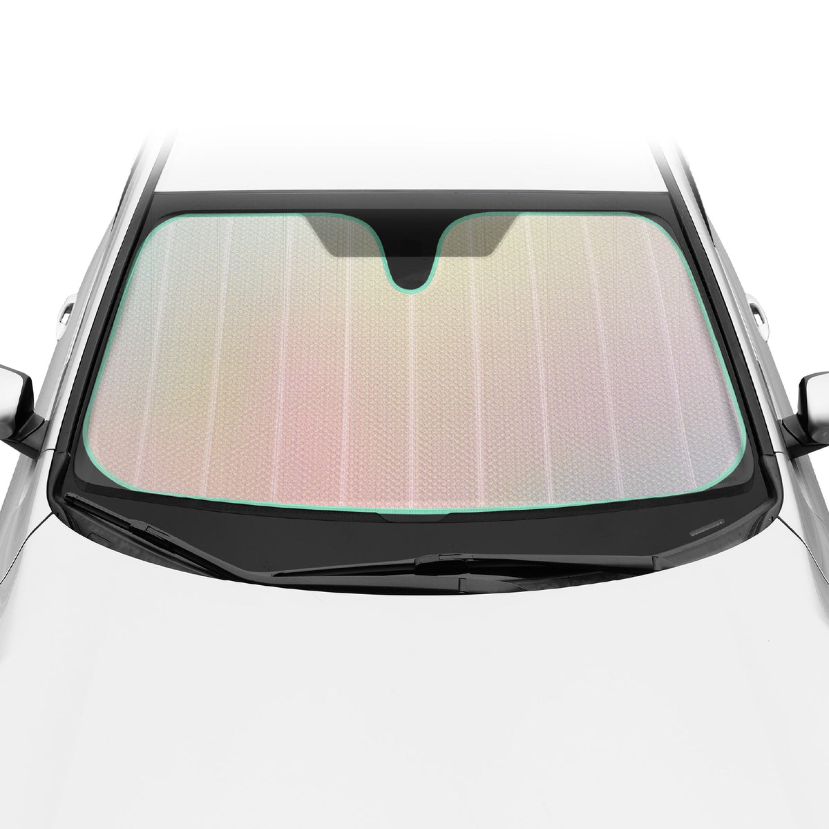 BDK Iridescent Mermaid, Hologrammfolie, Chameleon Front Windschutzscheibe Sonnenschutz, Doppelblasen-Akkordeon Falt Auto Sonnenschutz für Auto LKW SUV 58 x 27 Zoll