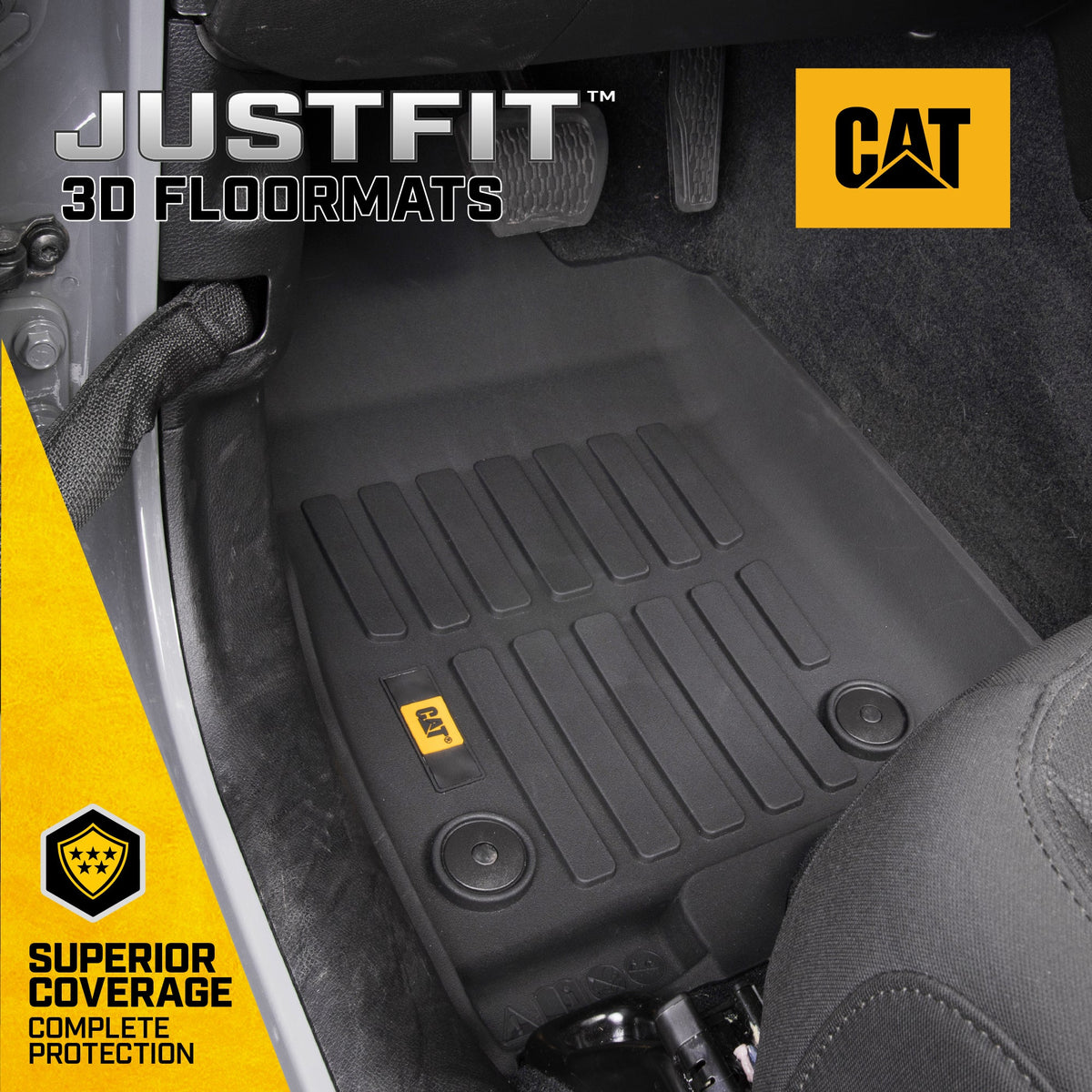 CAT 3-Piece JustFitTM 3D Frontliner Mats und Rear Liner Mats für Jeep Wrangler 4XE (2021 - 2026) - Heavy Duty, All Weather, Custom Fit