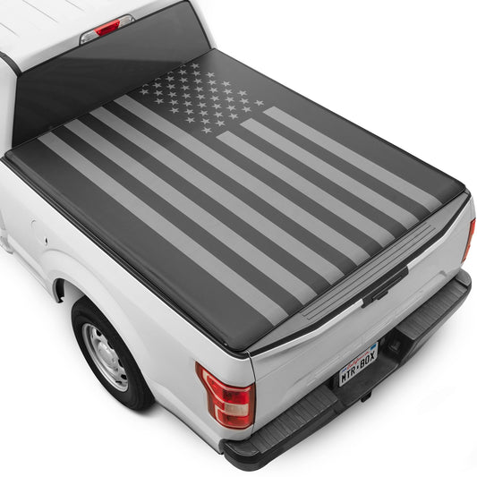 MotorBox USA Black American Flag Soft Roll-Up Retractable Tonneau Cover für Ford F-150 (2009 - 2024) - 6,5' Bett