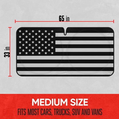 MotorTrend USA Black American Flag Front Windschutzscheibe Sonnenschirm - Medium (65' x 33')