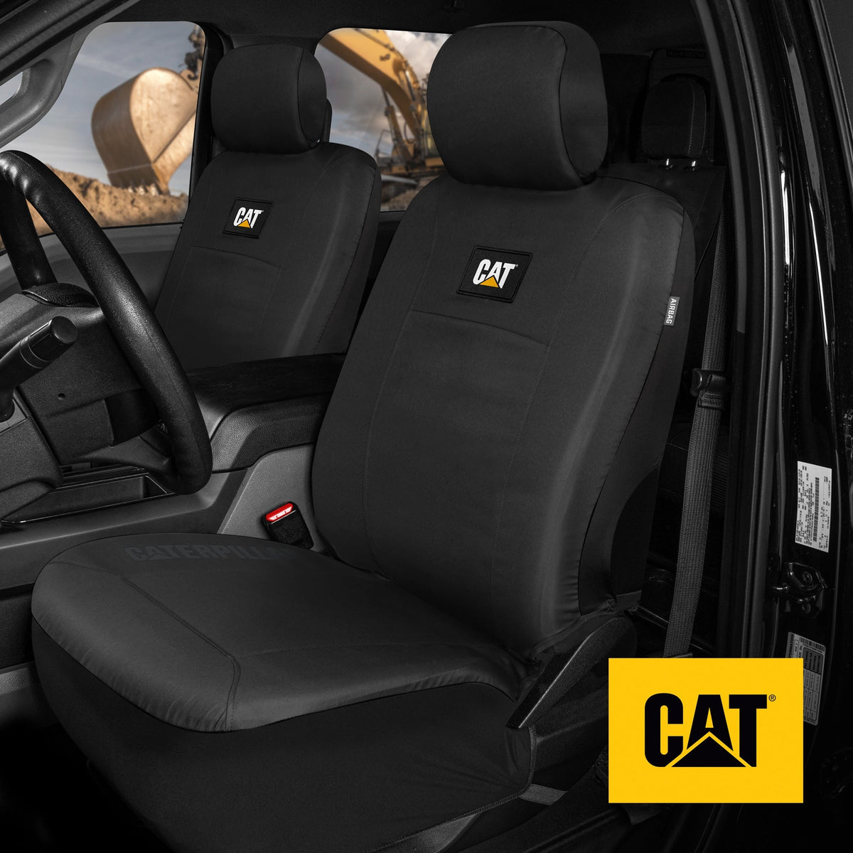 Cat® Heavy Duty Oxford Car Seat Cover für Auto - Langlebiges Canvas-Material, Universal Fit-Black